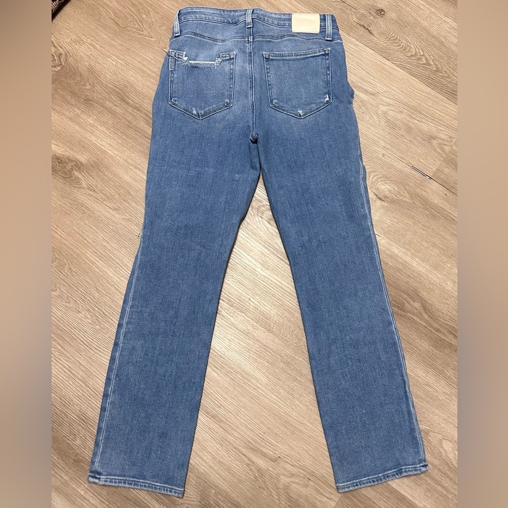 PAIGE Cindy Ripped Straight Leg Distressed Medium Wash Jeans Women's Size 29 - Picture 5 of 8